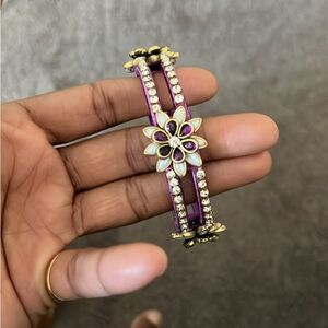 Handmade Silk Thread Purple and Gold Floral Bracelet